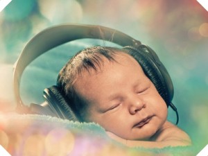 Baby with headphones